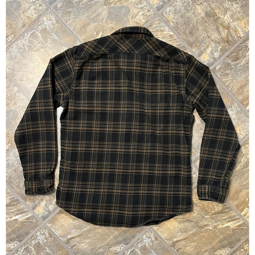 Filson Vintage Flannel Work Shirt Mens M Black Olive Plaid Button Down - Picture 4 of 8
